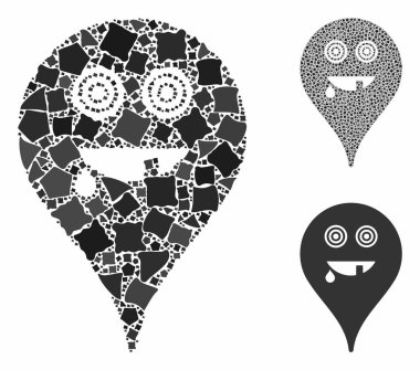 Manyak Gülen Harita İşaretleyici Eşitsiz Parçaların Kompozisyon Simgesi