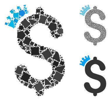 Business crown Mosaic Icon of Inequal Pieces