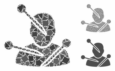 Voodoo needles Mosaic Icon of Uneven Pieces