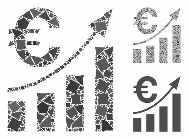 Euro staafdiagram trend Samenstelling Pictogram van robuuste stukken — Stockvector