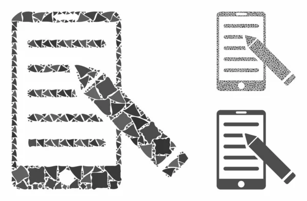 Mobile editar lápiz mosaico icono de piezas desiguales — Archivo Imágenes Vectoriales