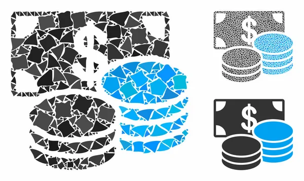 Dollar cash Mosaic Icon of Inequal Elements — Stock Vector