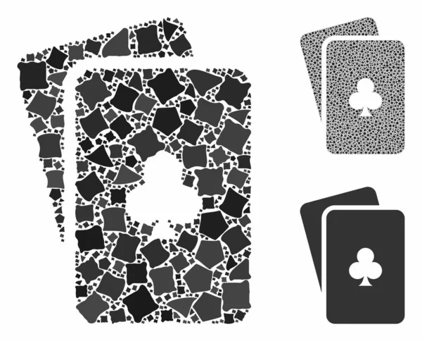 Clubes jogando cartas Mosaic Ícone dos Elementos Bumpy — Vetor de Stock