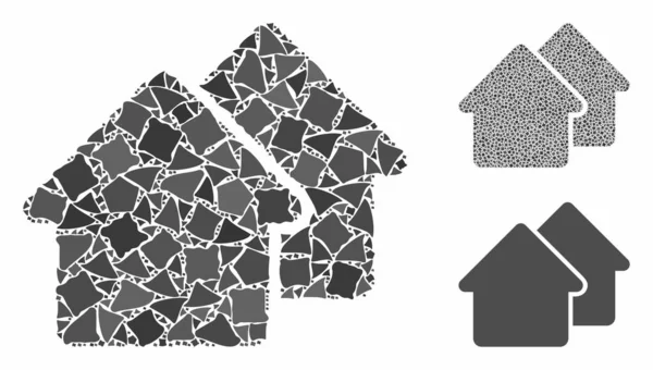 Ícone de mosaico aldeia de peças irregulares —  Vetores de Stock