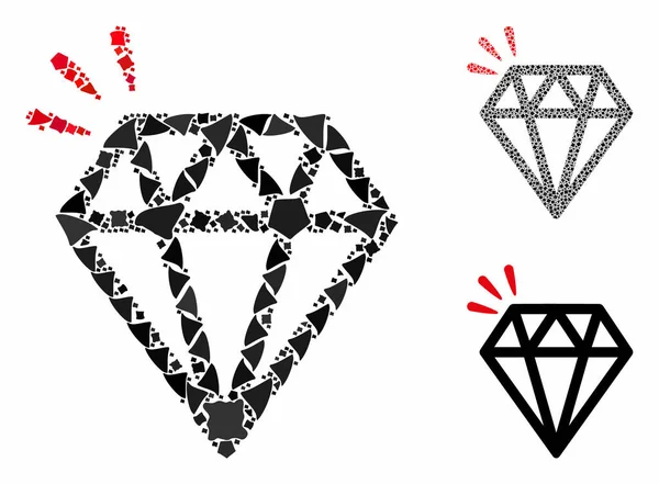 Diamant kristal Samenstelling Ikoon van Tuberous Pieces — Stockvector