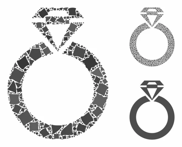 Schmuck Ring Mosaik Ikone der ungleichmäßigen Elemente — Stockvektor
