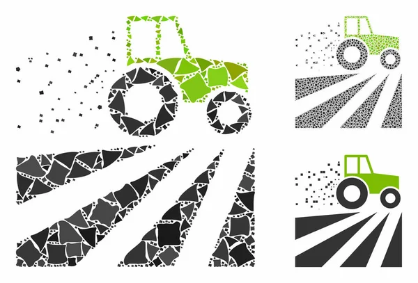 Champ de poussière tracteur Mosaic Icône de pièces robustes — Image vectorielle