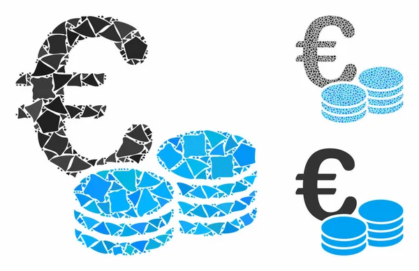 Piles de pièces en euros Composition Icône d'articles abrupts — Image vectorielle
