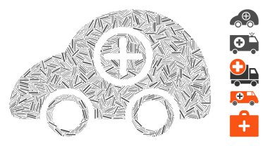 Çizgi Kolajı Ambulans Aracı Simgesi