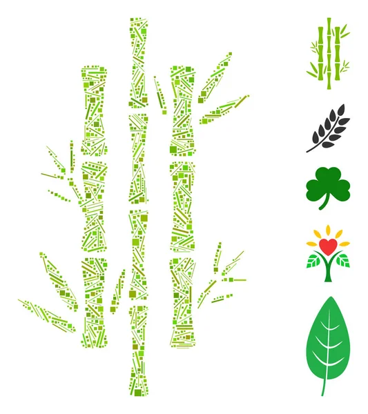 Icône de bambou mosaïque Dash — Image vectorielle