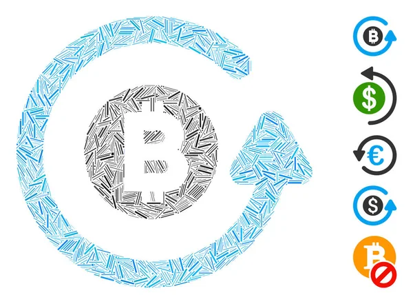 Line Mosaic Bitcoin Chargeback Icon — Stockvektor
