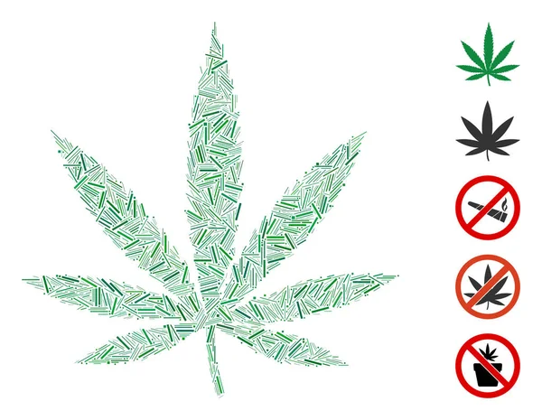 Icono de hoja de cannabis mosaico Dash — Archivo Imágenes Vectoriales