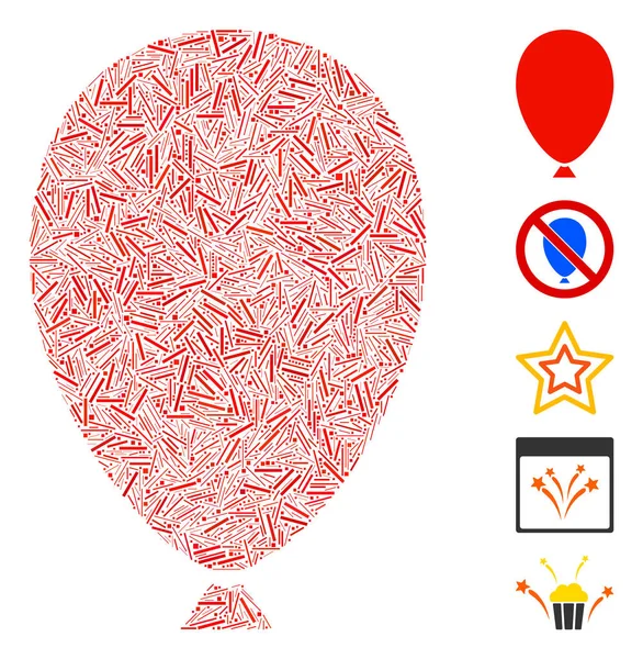 Line Collage Celebration Balloon Icon — Stock Vector