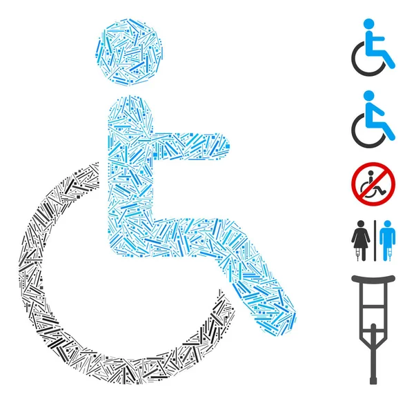 Icono de persona con discapacidad Dash Collage — Vector de stock