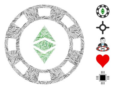 Satır Mozaik Ethereum Kumarhane Çipi Simgesi