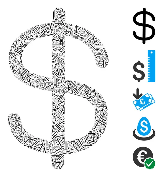 Hatch Mosaic Dollar icône — Image vectorielle
