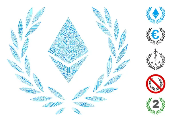Dash Collage Ethereum Crystal Laureal Wreath Icon — стоковый вектор