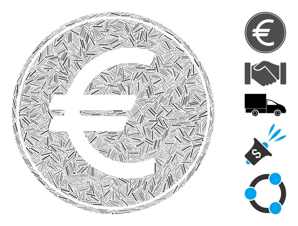Hatch Mosaic Euro Coin Icon — Stock Vector