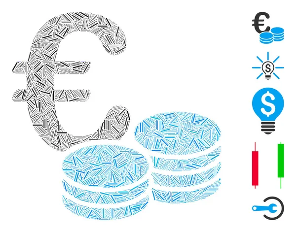 Dash Mosaic Euro Coin Stacks Icône — Image vectorielle