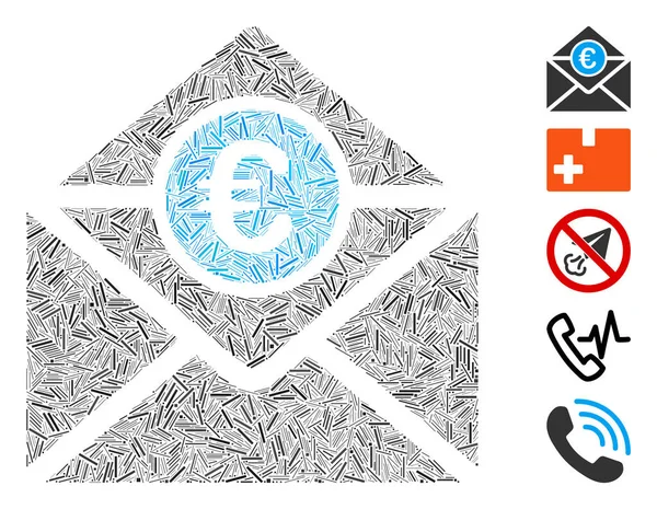 Línea de mosaico Euro Mail icono — Archivo Imágenes Vectoriales