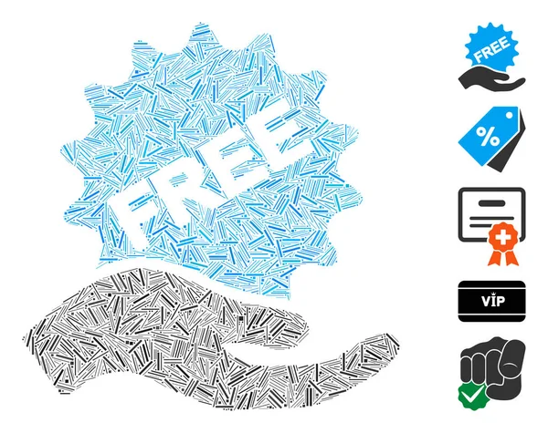 Hatch Collage Free Sticker Hand Icon — Stockvektor