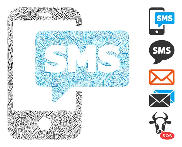 Ikona telefonu linkové koláže SMS — Stockový vektor