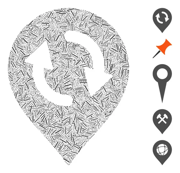 Dash Collage Actualizar mapa Icono marcador — Vector de stock
