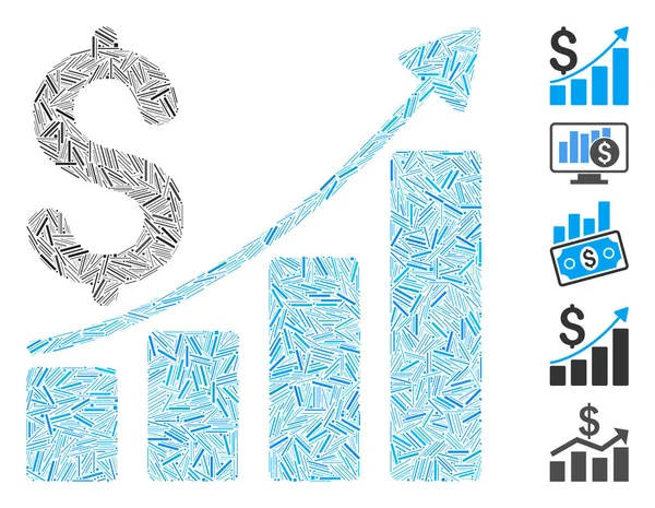 Gráfico de crecimiento de ventas de mosaico de escotilla Icono — Archivo Imágenes Vectoriales