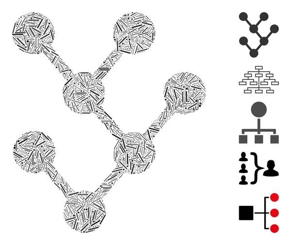 Lijn Collage Binary Tree Icon — Stockvector