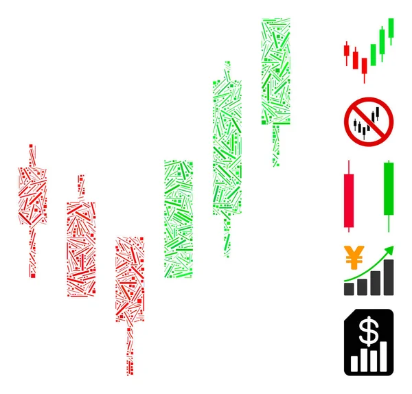 Traço Colagem Candlestick Gráfico Ícone — Vetor de Stock