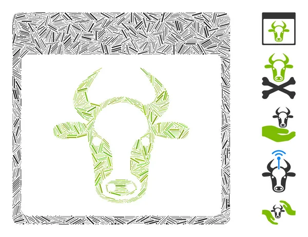 Hatch Collage Cow Page Icon — Stock Vector