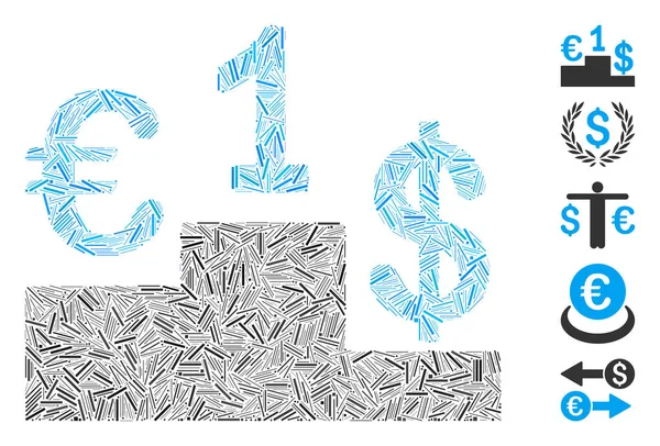 Ligne Mosaïque Monnaie Icône de concurrence — Image vectorielle