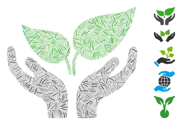 Collage en ligne Eco Startup Care Hands Icon — Image vectorielle