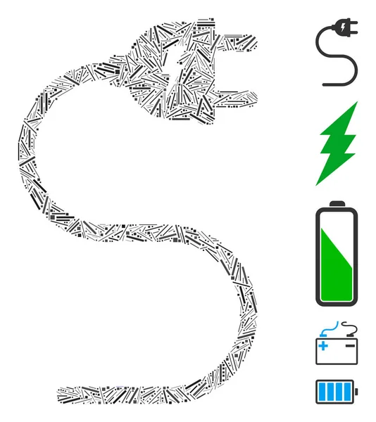 Ligne Collage Câble électrique Icône — Image vectorielle