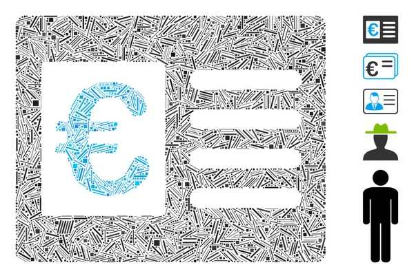 Line Mosaic Euro Bank Account Icon — Stock Vector