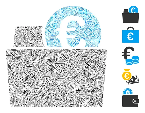 Line Mosaic Euro Wallet Icon — Stock Vector