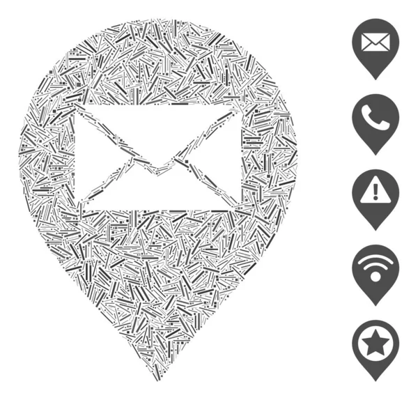 Hatch Collage Mail Letter Marker Icon — Stockvektor