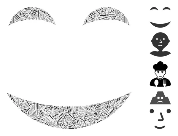 Dash Collage Pleasure Smiley Icon — Stock Vector
