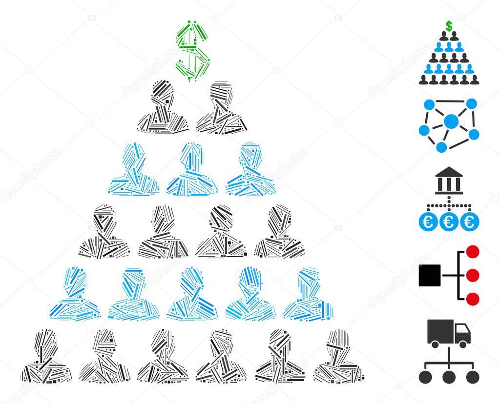Hatch Collage Ponzi Pyramid Scheme Icon