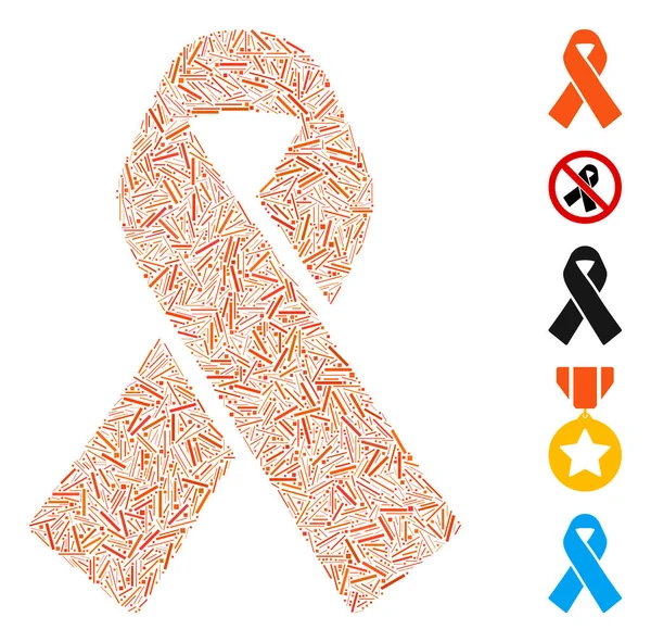 Dash Mosaik Solidaritet Ribbon Ikon — Stock vektor