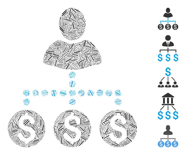 Hatch Collage Icono de pagos de usuarios — Archivo Imágenes Vectoriales