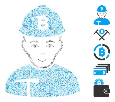 Çizgi Kolajı Bitcoin Madenci Simgesi
