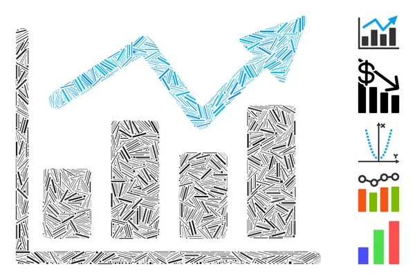 Dash Mosaik Bar Diagram Trend ikon — Stock vektor