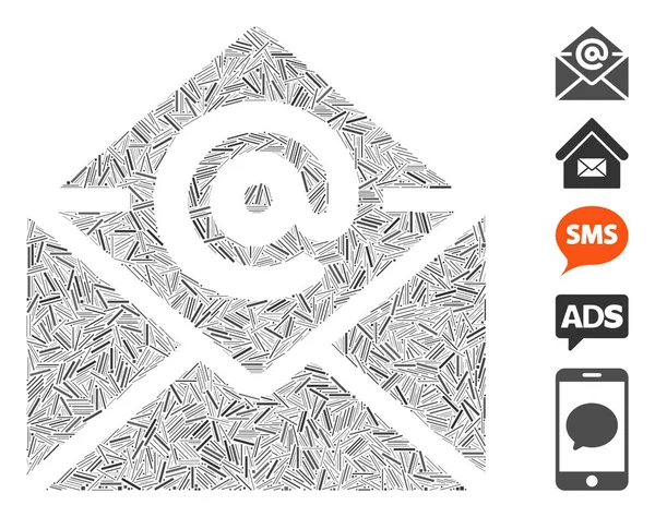 E-mailová ikona Hatch Collage — Stockový vektor