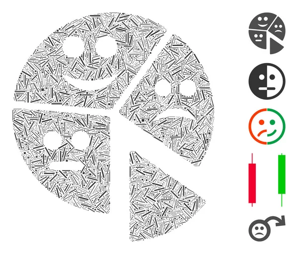 Dash mozaik Emotion Pie Chart ikon — Stock Vector