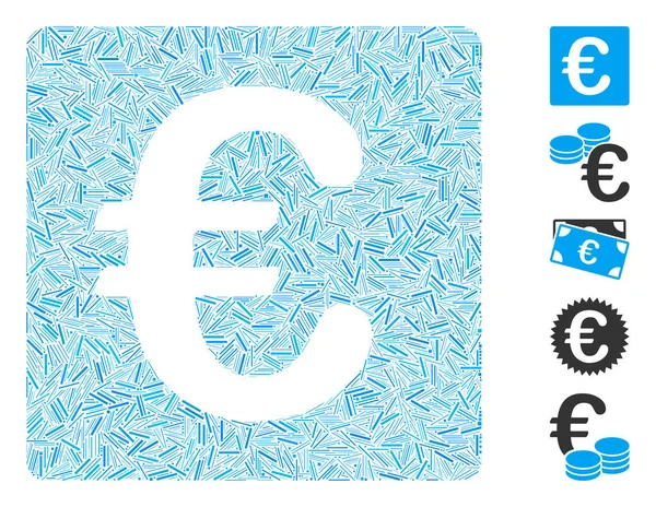 Linea Collage Euro Icona finanziaria — Vettoriale Stock