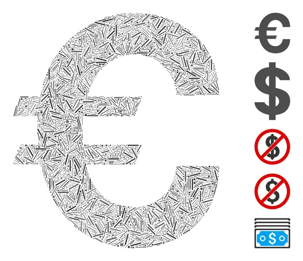 Linha Mosaico Euro Ícone Símbolo —  Vetores de Stock
