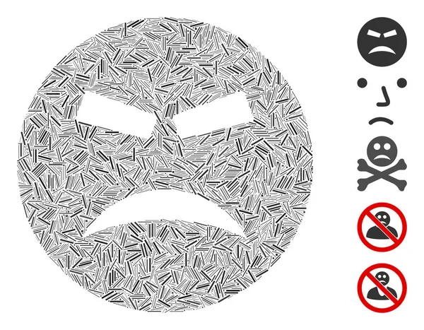 Line Mosaic Furious Smiley-Ikone — Stockvektor