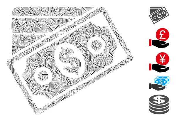 Línea de mosaico dinero icono — Archivo Imágenes Vectoriales