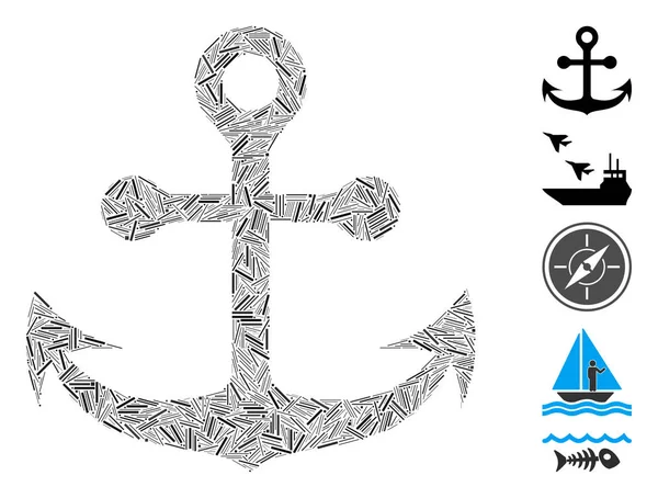 Icono de Ancla de la Armada Mosaico Dash — Vector de stock